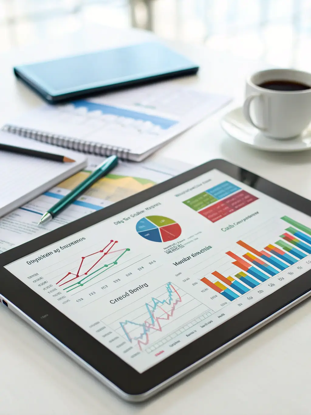 A detailed performance report displayed on a laptop, showcasing key metrics and trends.